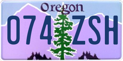 OR license plate 074ZSH