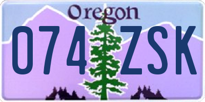 OR license plate 074ZSK