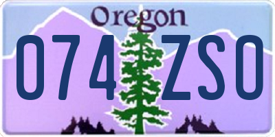 OR license plate 074ZSO