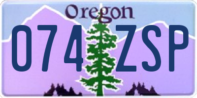 OR license plate 074ZSP