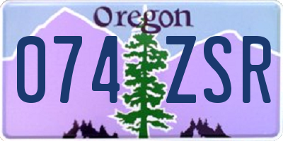 OR license plate 074ZSR