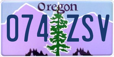 OR license plate 074ZSV