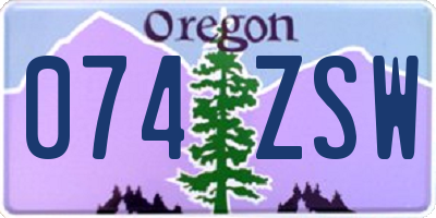 OR license plate 074ZSW