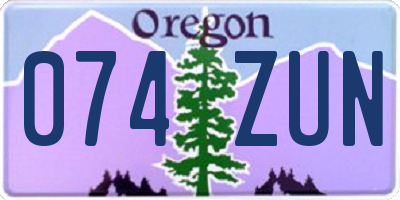 OR license plate 074ZUN