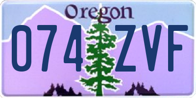 OR license plate 074ZVF
