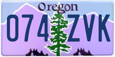 OR license plate 074ZVK