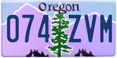 OR license plate 074ZVM