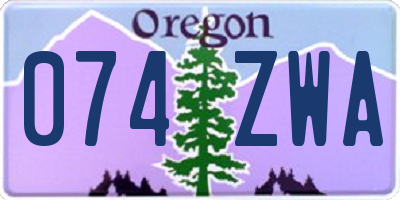OR license plate 074ZWA