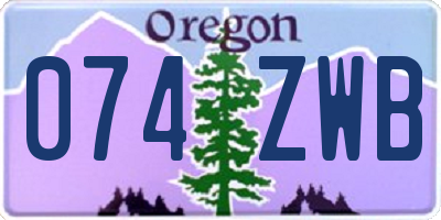 OR license plate 074ZWB