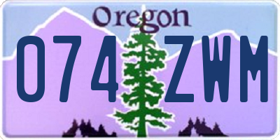 OR license plate 074ZWM