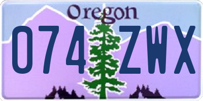 OR license plate 074ZWX