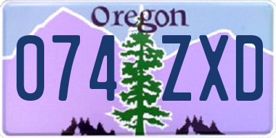 OR license plate 074ZXD