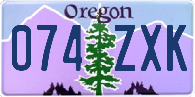 OR license plate 074ZXK