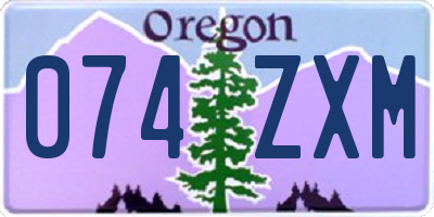 OR license plate 074ZXM