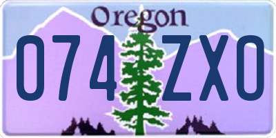OR license plate 074ZXO