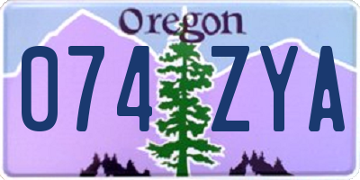 OR license plate 074ZYA