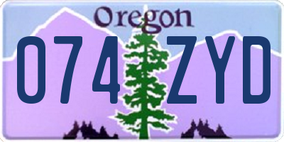 OR license plate 074ZYD