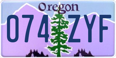 OR license plate 074ZYF