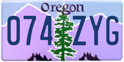 OR license plate 074ZYG