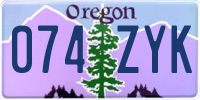 OR license plate 074ZYK