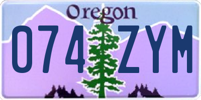 OR license plate 074ZYM