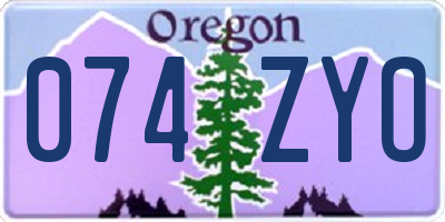 OR license plate 074ZYO