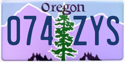 OR license plate 074ZYS