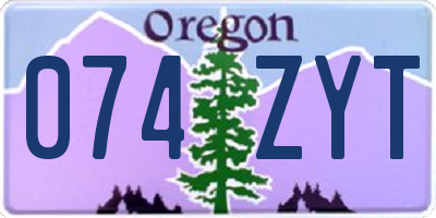 OR license plate 074ZYT