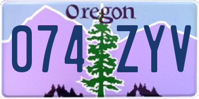 OR license plate 074ZYV