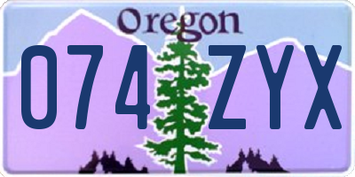 OR license plate 074ZYX