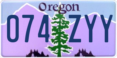 OR license plate 074ZYY