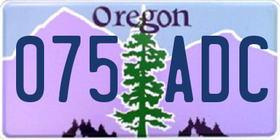 OR license plate 075ADC