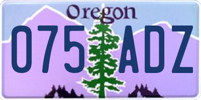 OR license plate 075ADZ