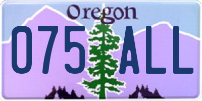 OR license plate 075ALL