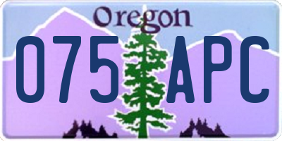 OR license plate 075APC