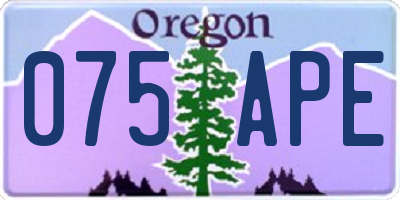 OR license plate 075APE