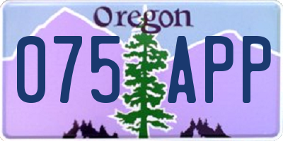 OR license plate 075APP