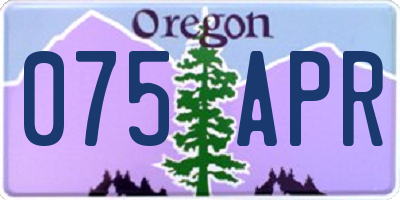 OR license plate 075APR