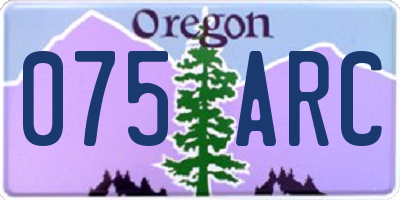 OR license plate 075ARC