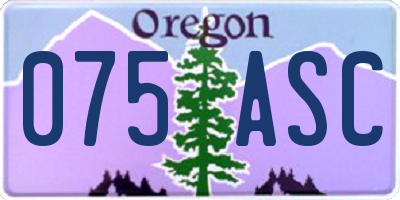 OR license plate 075ASC