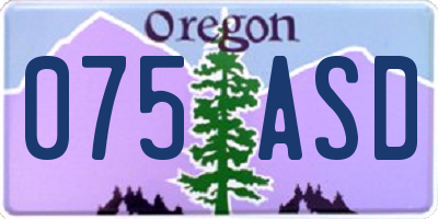OR license plate 075ASD
