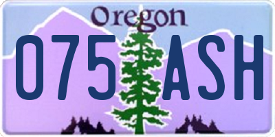 OR license plate 075ASH