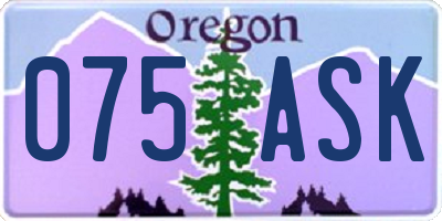 OR license plate 075ASK