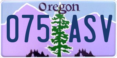 OR license plate 075ASV
