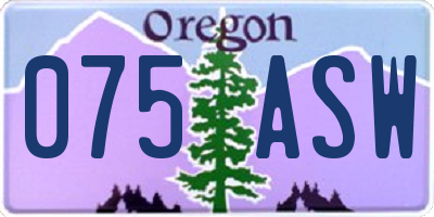 OR license plate 075ASW