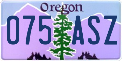 OR license plate 075ASZ