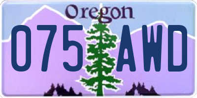 OR license plate 075AWD