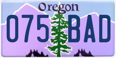 OR license plate 075BAD