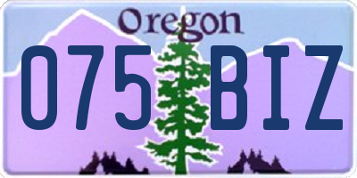 OR license plate 075BIZ