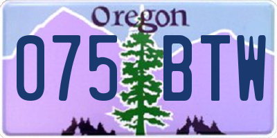 OR license plate 075BTW